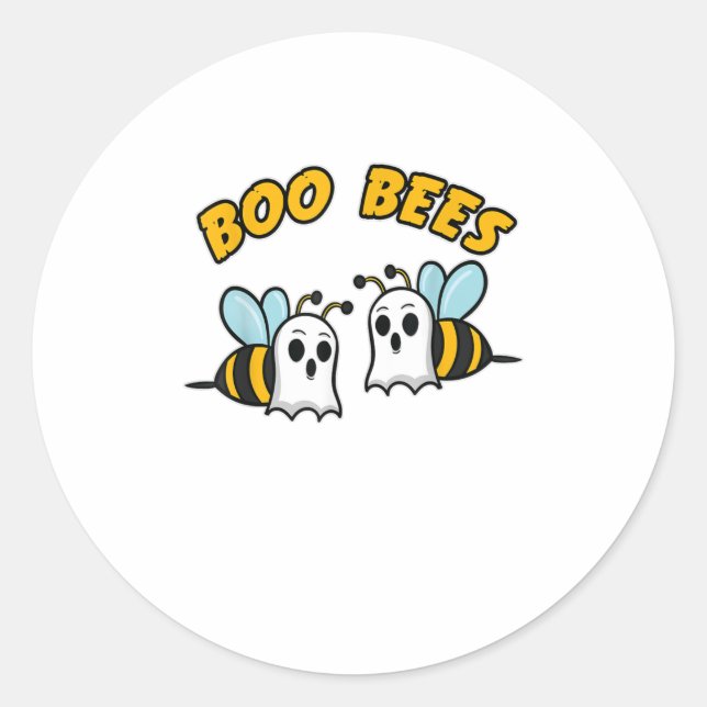 Halloween Boo Bees Honey Bee Ghost Funny Bee Classic Round Sticker (Front)