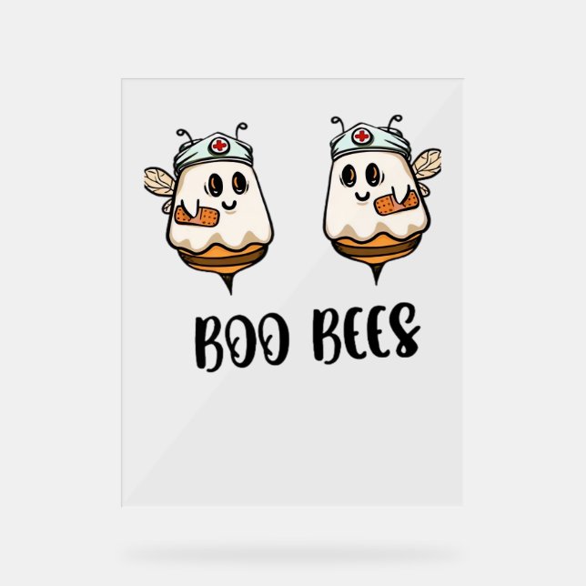 Halloween Boo Bees Nurse Classic T-Shirt Acrylic Sign (Front)