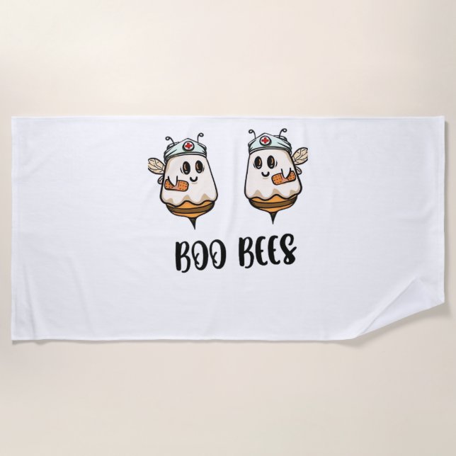 Halloween Boo Bees Nurse Classic T-Shirt Beach Towel (Front)