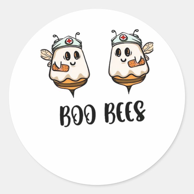 Halloween Boo Bees Nurse Classic T-Shirt Classic Round Sticker (Front)