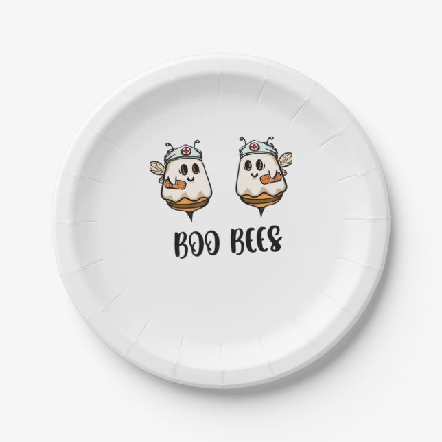 Halloween Boo Bees Nurse Classic T-Shirt Paper Plate (Front)