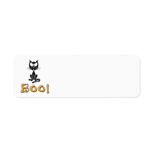 Halloween Boo Black Cat Return Address Label (Front)
