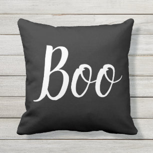 Halloween Boo Black White Outdoor Throw Pillow