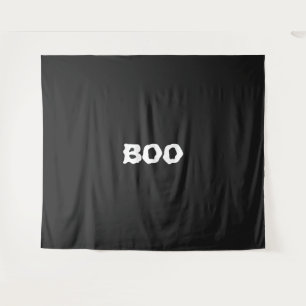Halloween boo black white scary custom typography tapestry