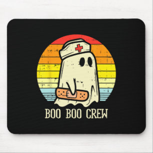 Halloween Boo Boo Crew Ghost Nurse Retro Halloween Mouse Pad