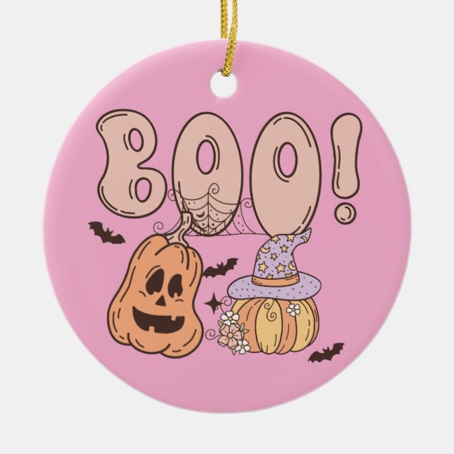 Halloween Boo Ceramic Ornament (Front)