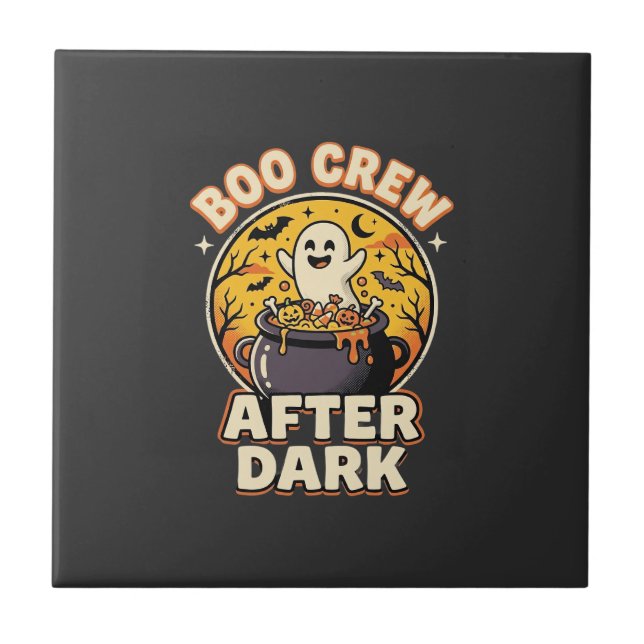 Halloween Boo Crew Badge Ceramic Tile (Front)