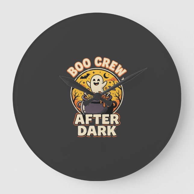 Halloween Boo Crew Badge Large Clock (Front)
