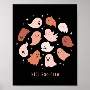 Halloween Boo Crew Cute Ghosts Nicu Nurse Premium Poster
