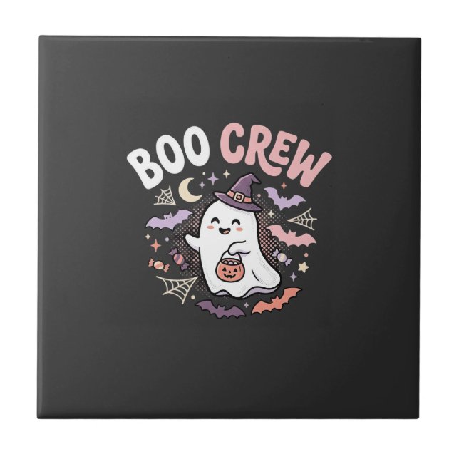Halloween Boo Crew Ghost Ceramic Tile (Front)
