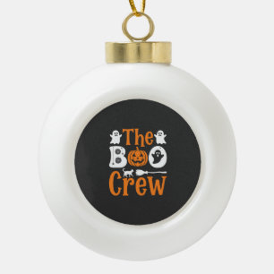 Halloween Boo Crew Ghost Pumpkin Cat Design Ceramic Ball Christmas Ornament