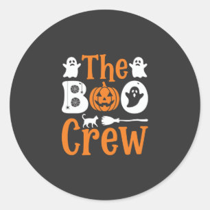 Halloween Boo Crew Ghost Pumpkin Cat Design Classic Round Sticker