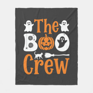 Halloween Boo Crew Ghost Pumpkin Cat Design Fleece Blanket