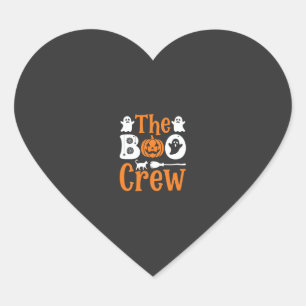 Halloween Boo Crew Ghost Pumpkin Cat Design Heart Sticker