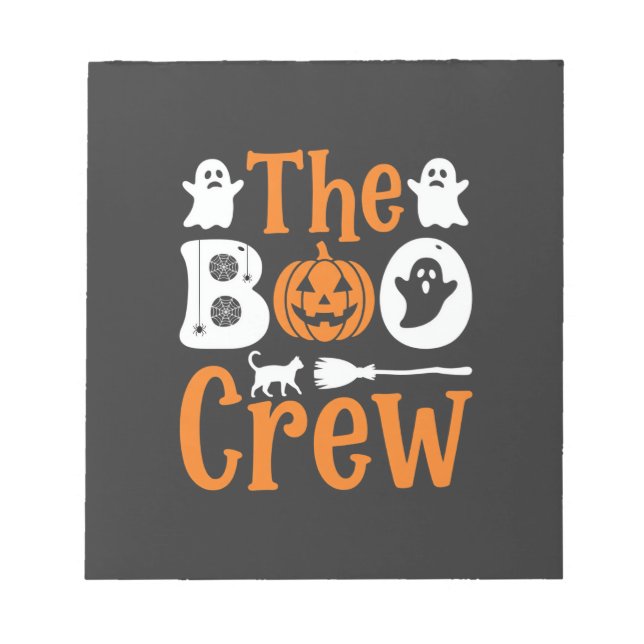 Halloween Boo Crew Ghost Pumpkin Cat Design Notepad (Front)