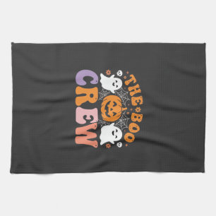 Halloween Boo Crew Ghost Pumpkin Design_1 Tea Towel