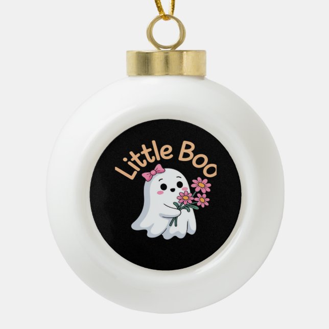 Halloween Boo Cute Family Ceramic Ball Christmas Ornament (Front)