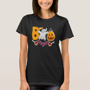 Halloween Boo Cute Ghost Pumpkin Spider Web Hallow T-Shirt