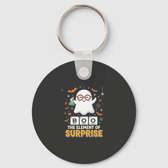 Halloween Boo Element of Surprise Ghost Design_1 Key Ring (Front)