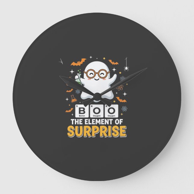Halloween Boo Element of Surprise Ghost Design_1 Large Clock (Front)