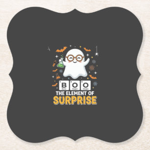 Halloween Boo Element of Surprise Ghost Design_1 Paper Coaster