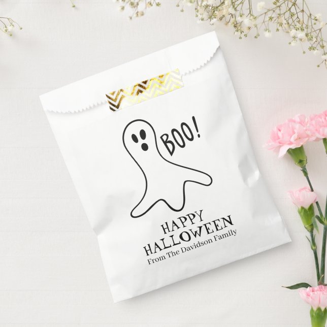 Halloween boo ghost black and white custom treat favour bag (Sealed)