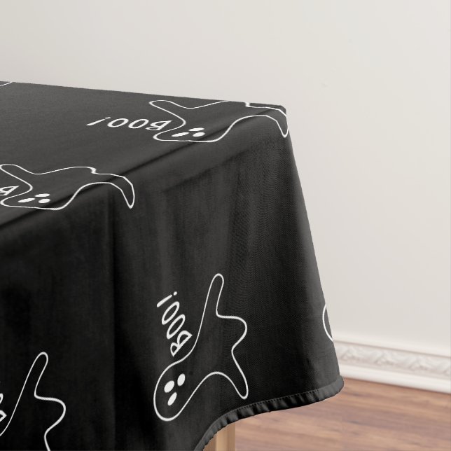 Halloween boo ghost black and white cute pattern tablecloth (In Situ)