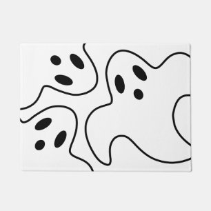 Halloween Boo Ghost Black and White Doormat