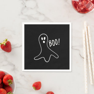 Halloween boo ghost black and white spooky napkin