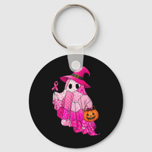 Halloween Boo Ghost Breast Cancer Awareness Pink B Key Ring