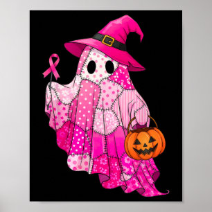 Halloween Boo Ghost Breast Cancer Awareness Pink B Poster