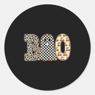 Halloween Boo Ghost Leopard Cherries Checkered Sok Classic Round Sticker
