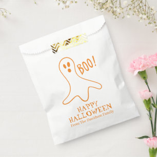 Halloween boo ghost orange white custom treat favour bag