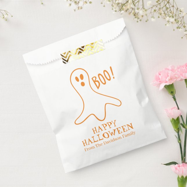 Halloween boo ghost orange white custom treat favour bag (Sealed)