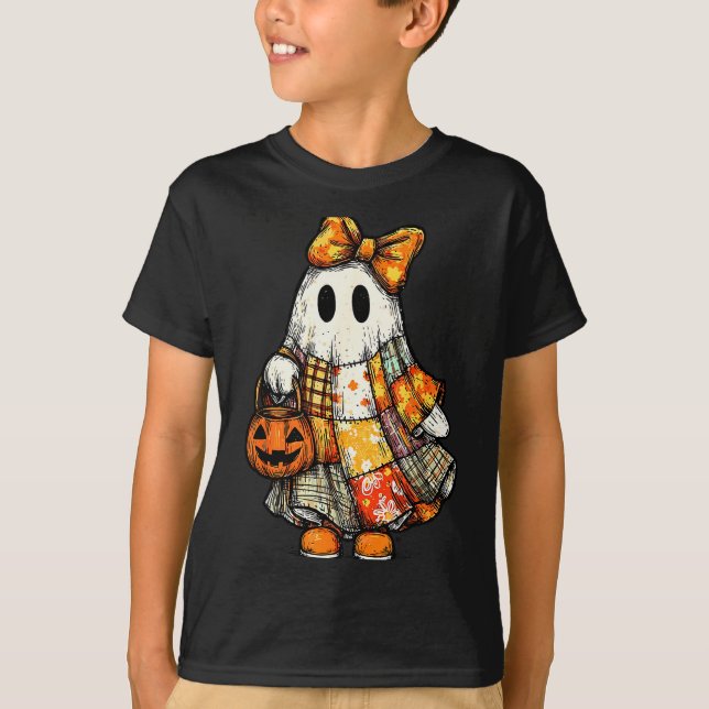 Halloween Boo Ghost Patchwork Quilter Quilting Sew T-Shirt (Front)