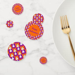 Halloween Boo Ghost Purple and Orange Squares Confetti