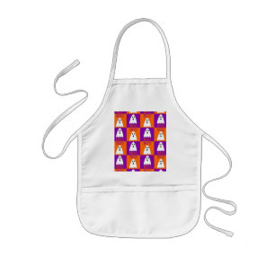 Halloween Boo Ghost Purple and Orange Squares Kids Apron