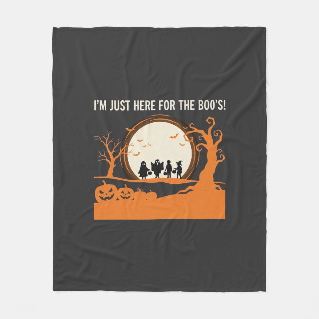 Halloween Boo Ghost Silhouette Fleece Blanket (Front)