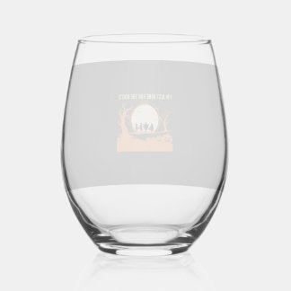 Halloween Boo Ghost Silhouette Stemless Wine Glass