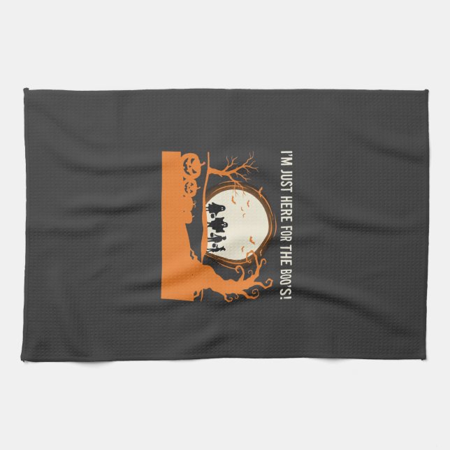 Halloween Boo Ghost Silhouette Tea Towel (Horizontal)