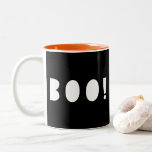 Halloween Boo Ghostly Spooky Orange Black Two-Tone Coffee Mug