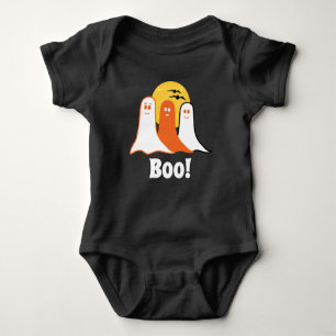 Halloween Boo Ghosts, Black, kids, family Baby Bodysuit