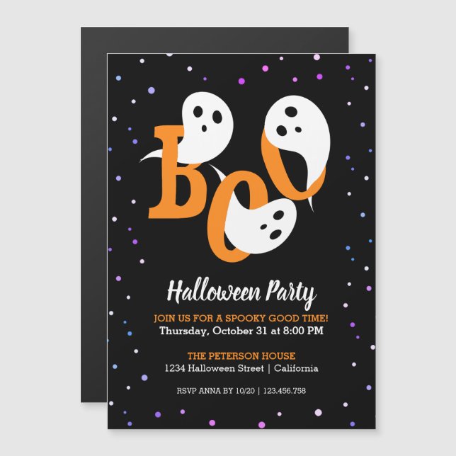 Halloween Boo Ghosts Confetti Invitation Magnet (Front/Back)