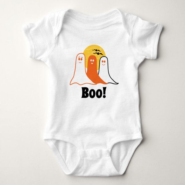 Halloween Boo Ghosts, kids, family Baby Bodysuit (Front)