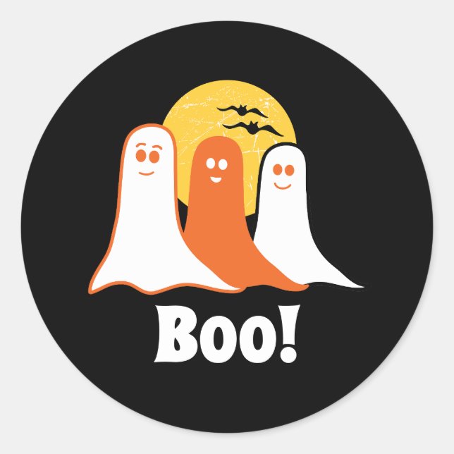 Halloween Boo Ghosts, kids, family Classic Round Sticker (Front)