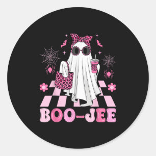 Halloween Boo-jee Boujee Ghost Coquette Leopard Co Classic Round Sticker