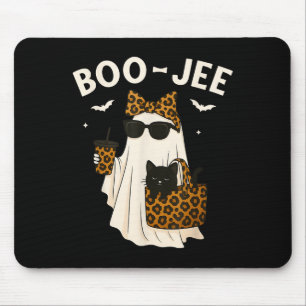 Halloween Boo Jee Cute Leopard Ghost Coffee Boujee Mouse Pad