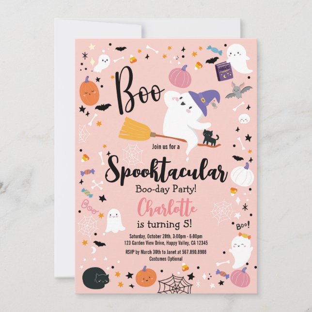 Halloween Boo Little Ghost Girl Birthday Party  (Front)