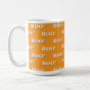 Halloween Boo Orange and White Coffee Mug