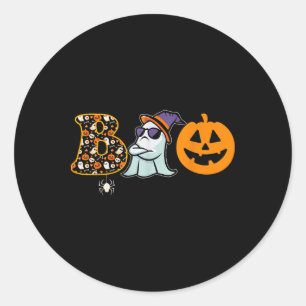 Halloween Boo Outfit For Women Funny Ghost Pumpkin Classic Round Sticker